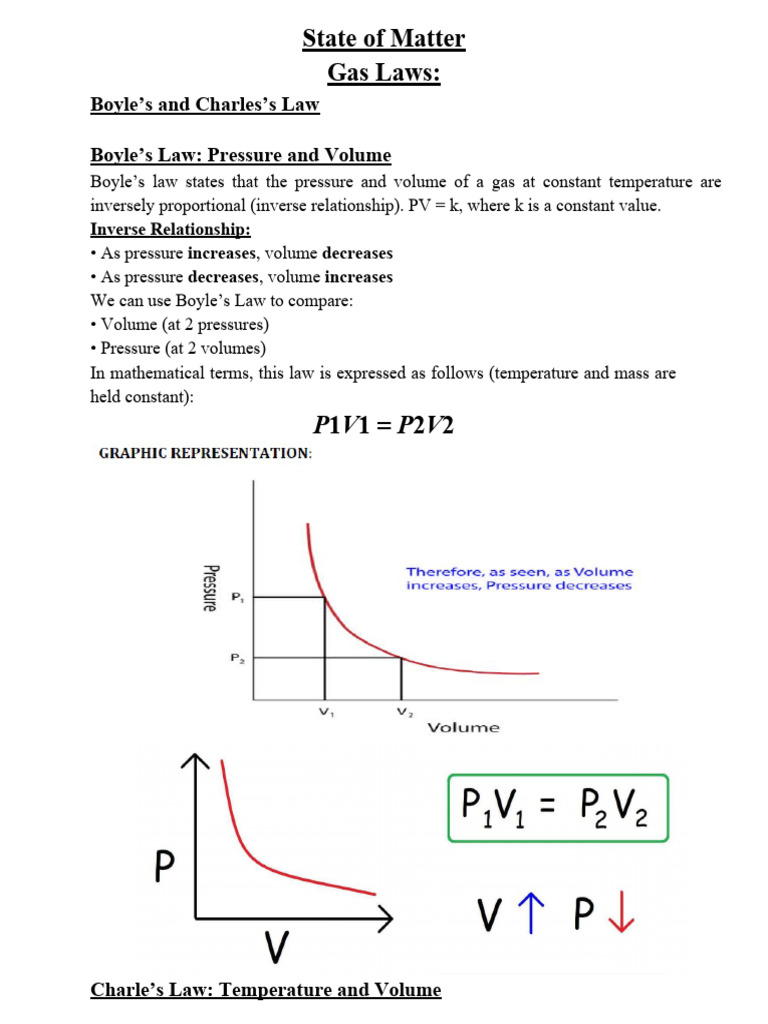 State of Matter Chales and Boyle Law | PDF | Gases | Temperature