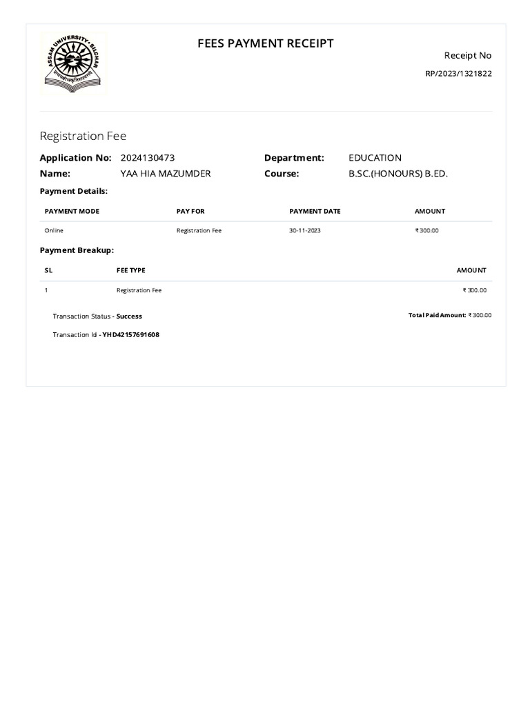 Registration Receipt | PDF