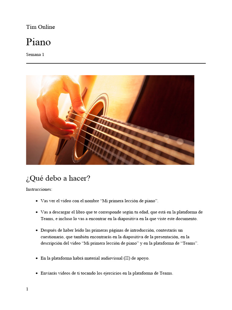 Guia-Del-Alumno Piano 101 | PDF