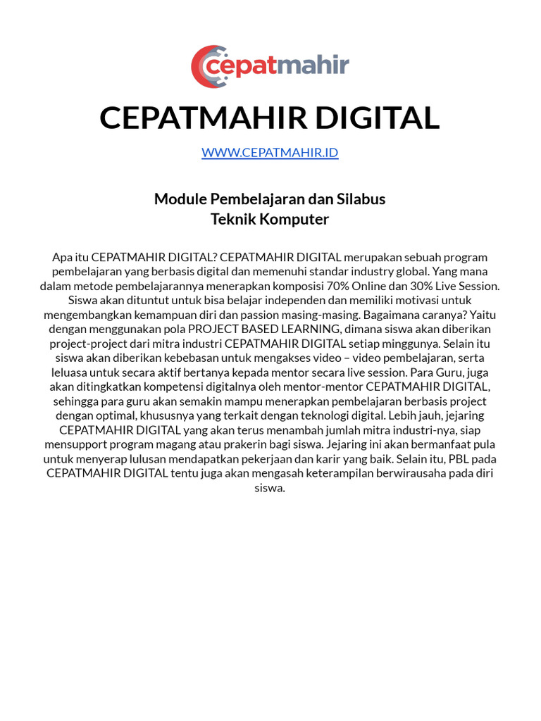 Module Pembelajaran Dan Silabus Teknik Komputer Pdf