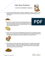 Thanksgiving Word Problems