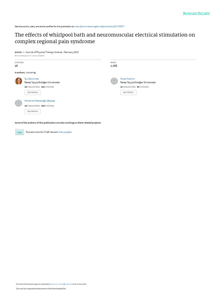 The Effects of Whirlpool Bath and Neuromuscular Electrical Stimulation