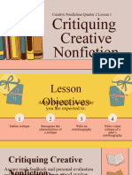 CNF Critiquing Creative Nonfiction