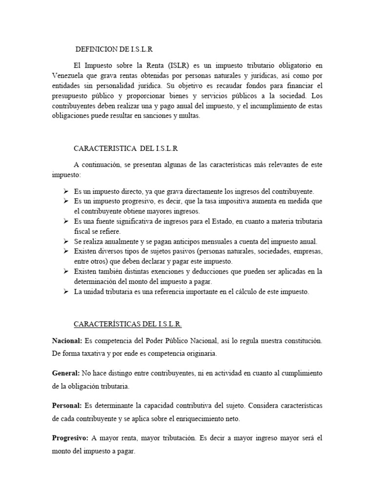 ISLR | PDF | Impuestos | Impuesto sobre la renta