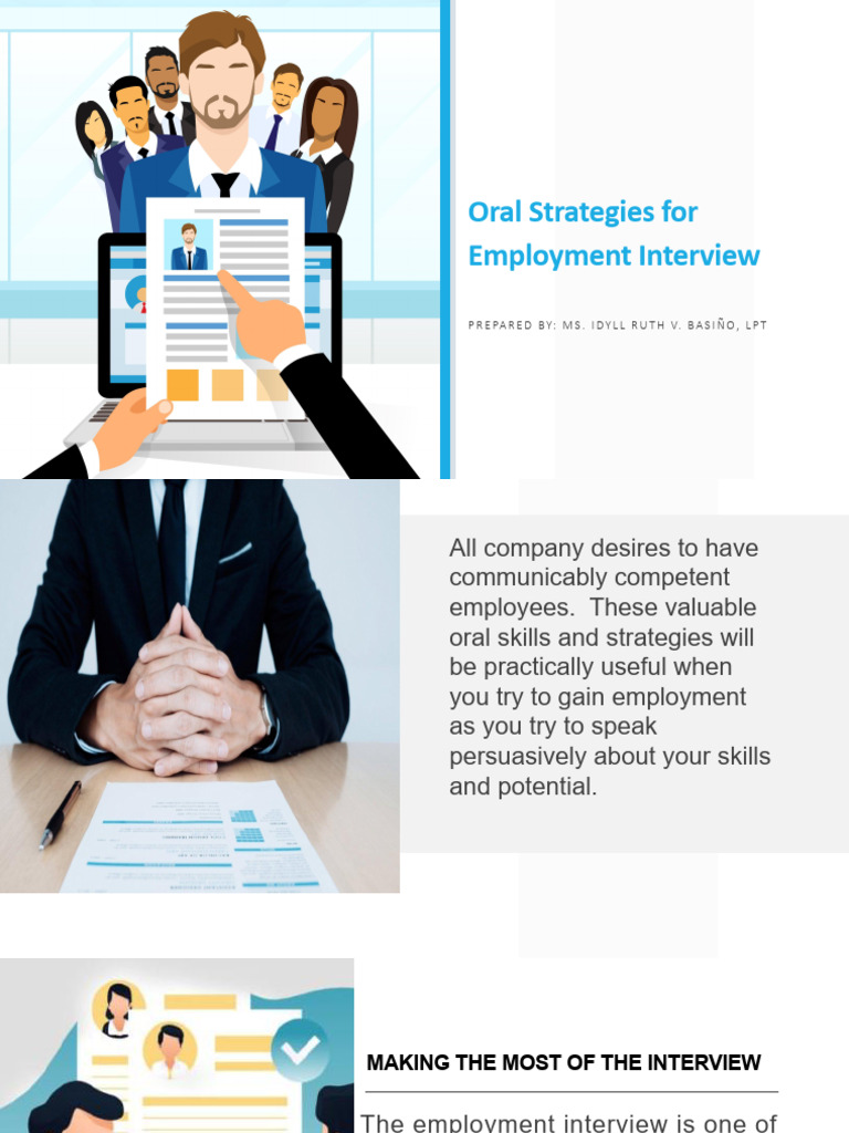 Oral Strategies For Employment Interview PDF Employment