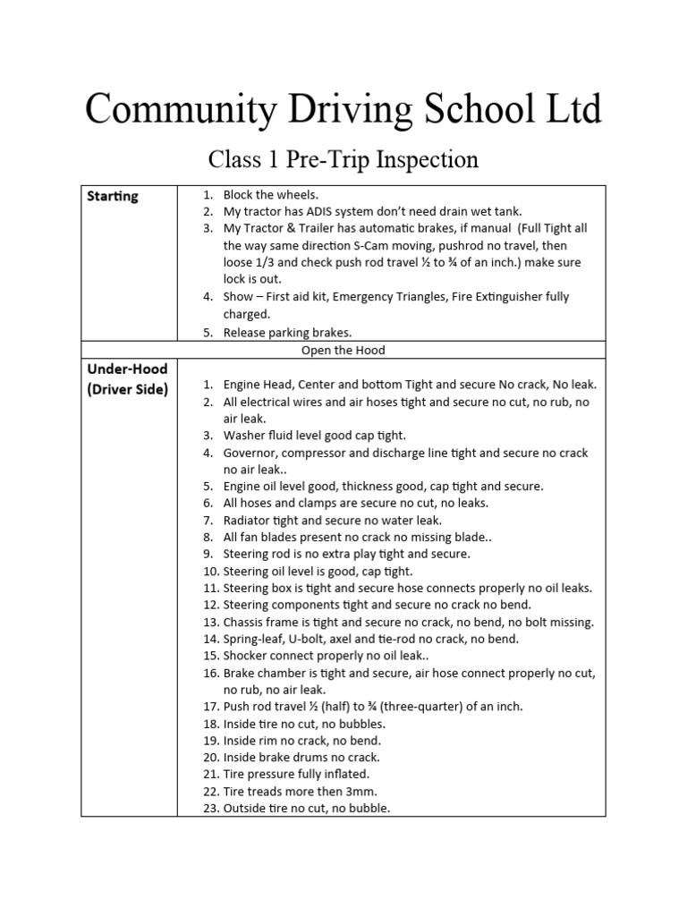 Class A Pre Trip Inspection Avoid Embarrassment On Test Day - h5s2atm