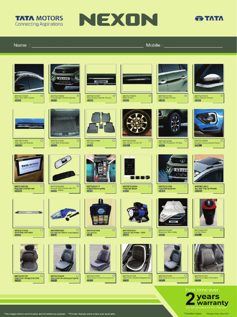 Accessory Tata Nexon PDF Automotive Industry Private Transport