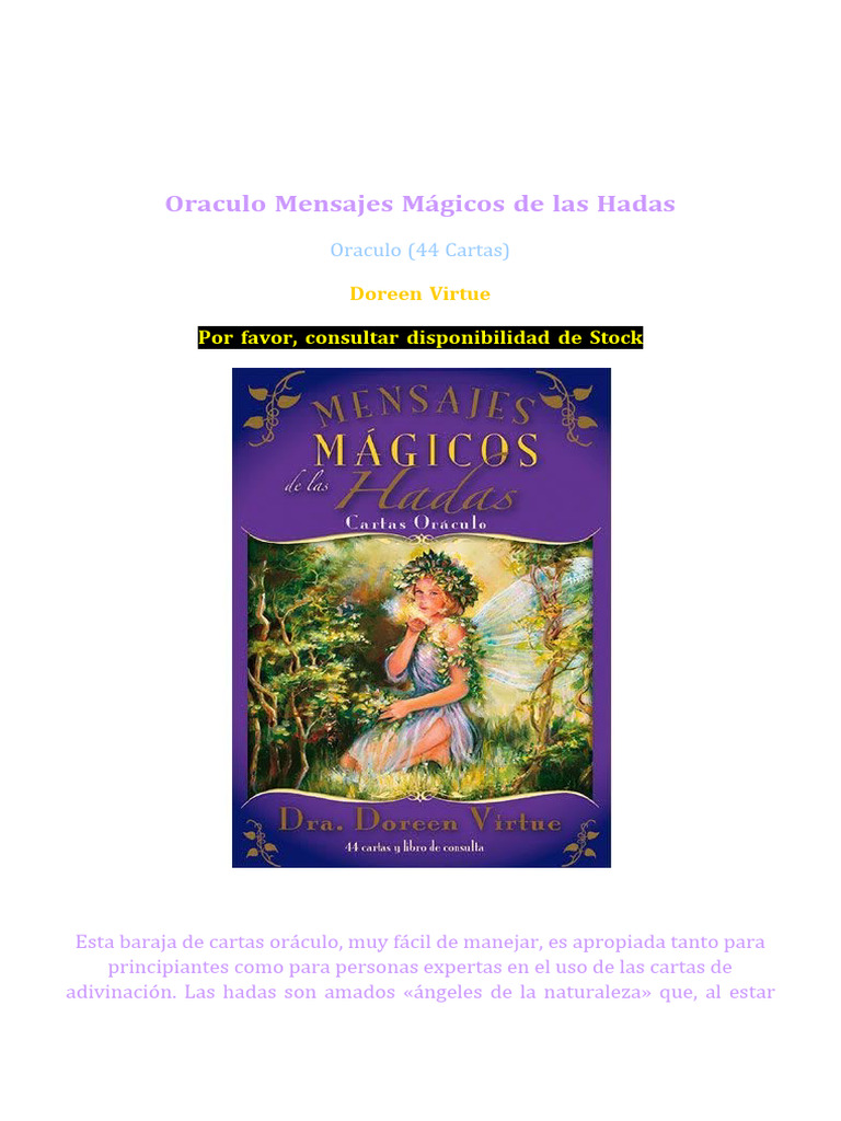 Oraculo Mensajes Magicos de Las Hadas Amp8211 Doreen Virtue | PDF