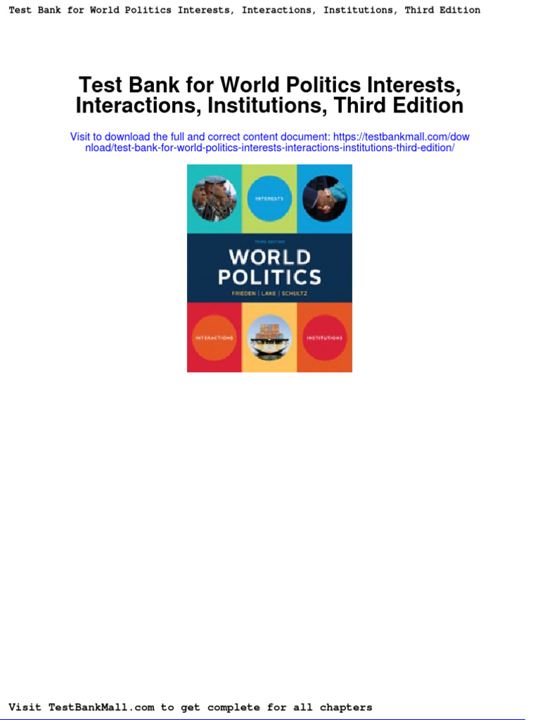 Test Bank For World Politics Interests Interactions Institutions Third Edition PDF