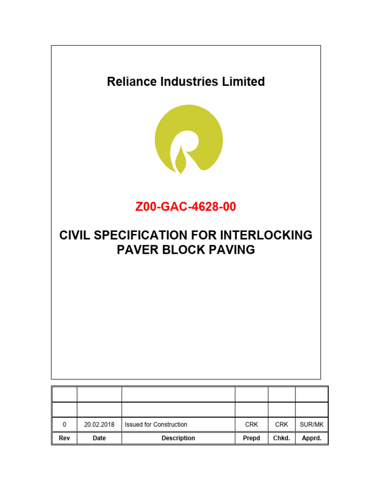 Interlocking Paver Block Specification | PDF | Concrete | Cement
