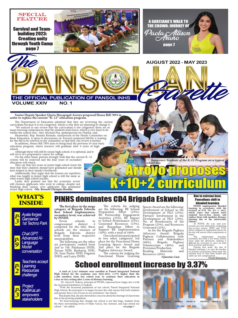 PINHS Enrollment and Brigada Success | PDF