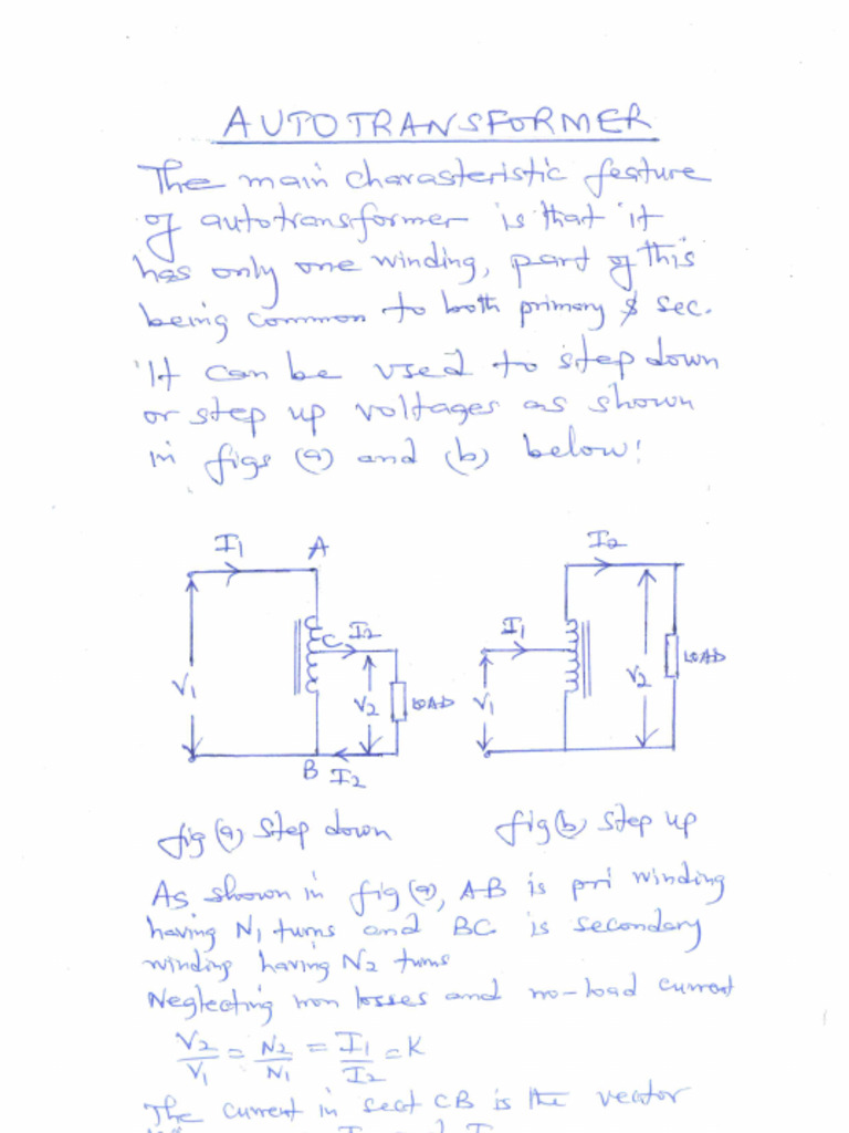 Autotransformer - Written Notes | PDF