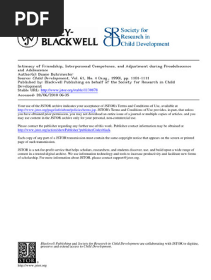 1990 Intimacy of Friendship, Interpersonal Competence, and Adjustment during Preadolescence