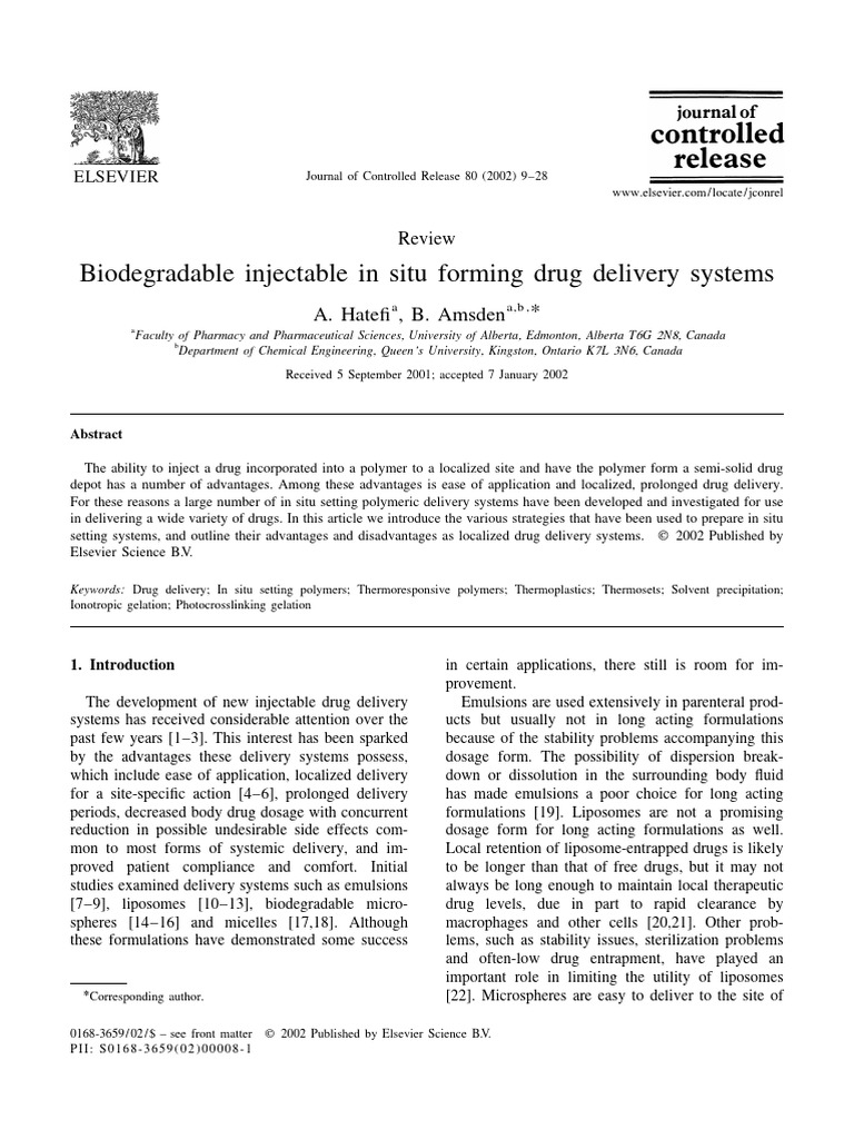 Biodegradable Injectable in Situ Forming Drug Delivery System1 | PDF ...