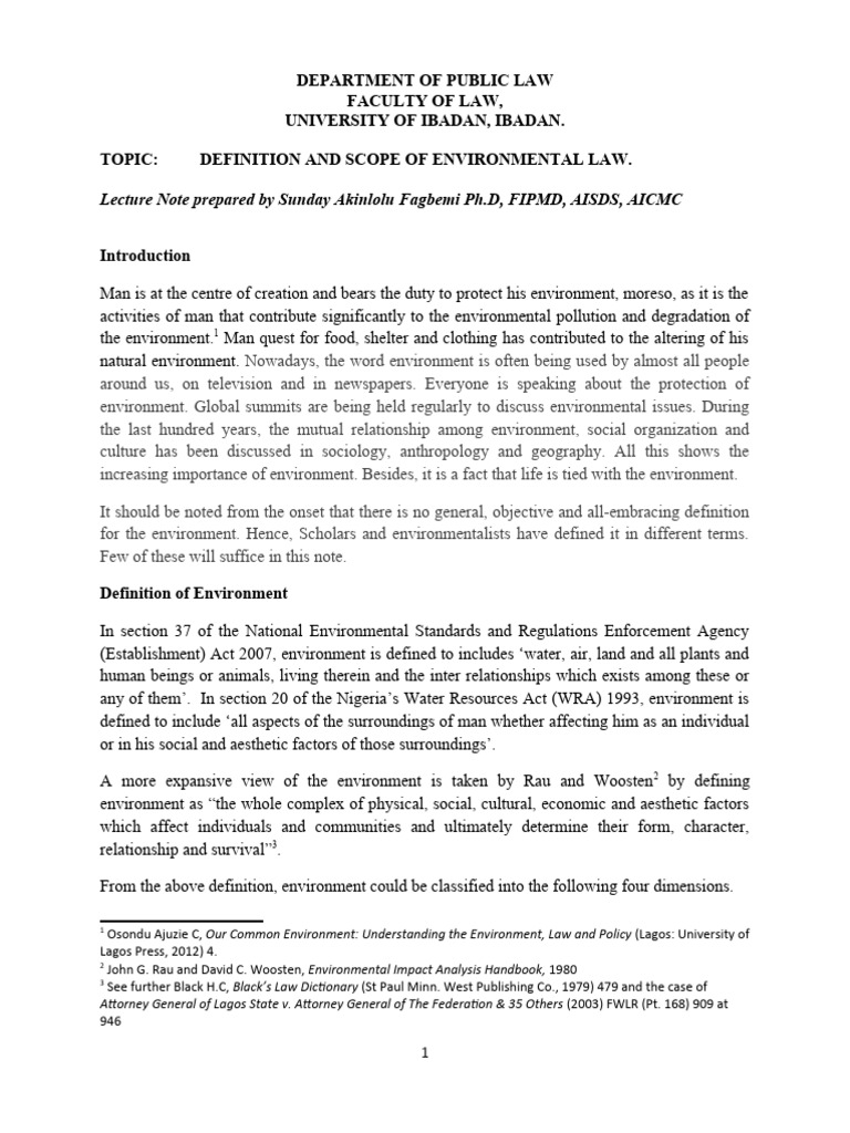 First Semester Notes PDF Air Pollution Environmental Law