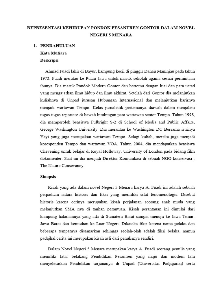 adegan ujian masuk pondok dalam novel Negeri 5 Menara