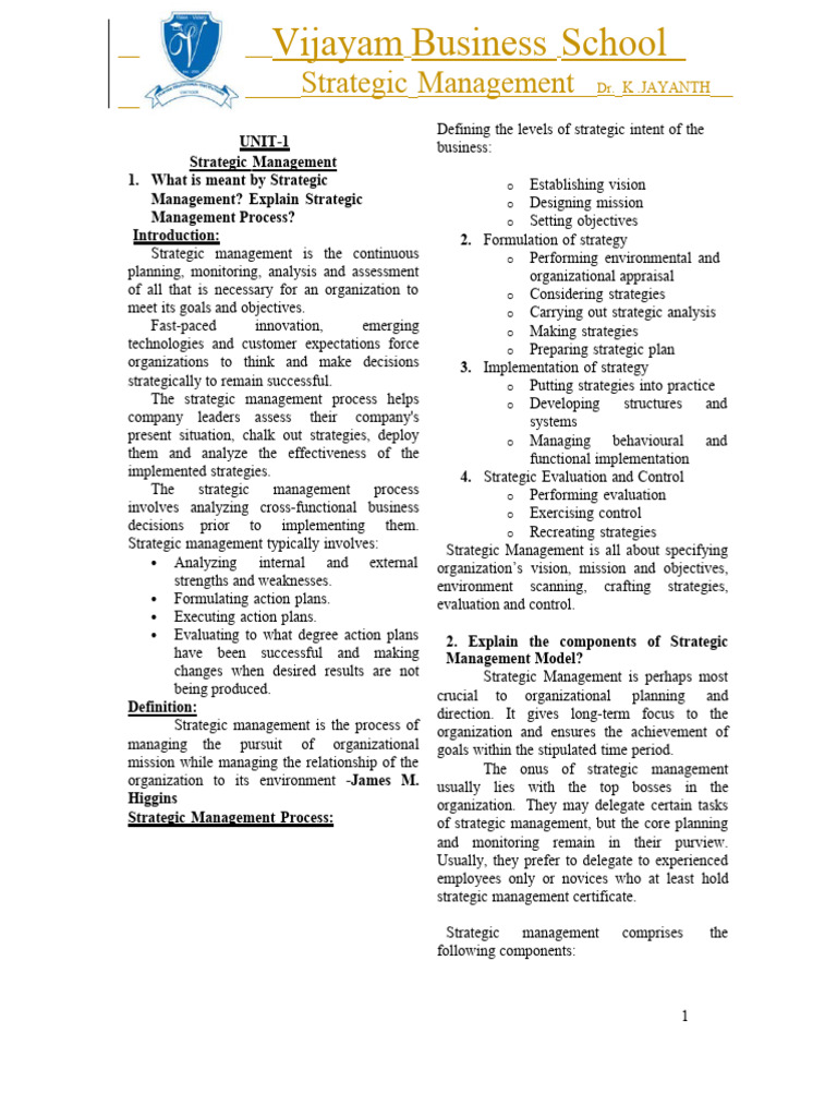 Strategic Management Overview and Process | PDF | Strategic Management ...