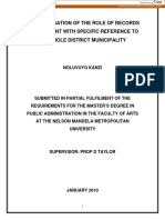 An Investigation of The Role of Records Management With Specific Reference To Amathole District Municipality