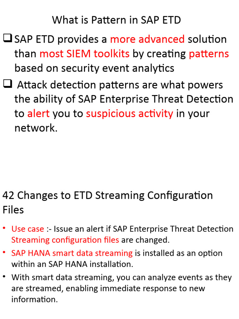 SAP ETD Patterns for Security Alerts | PDF | Databases | Data