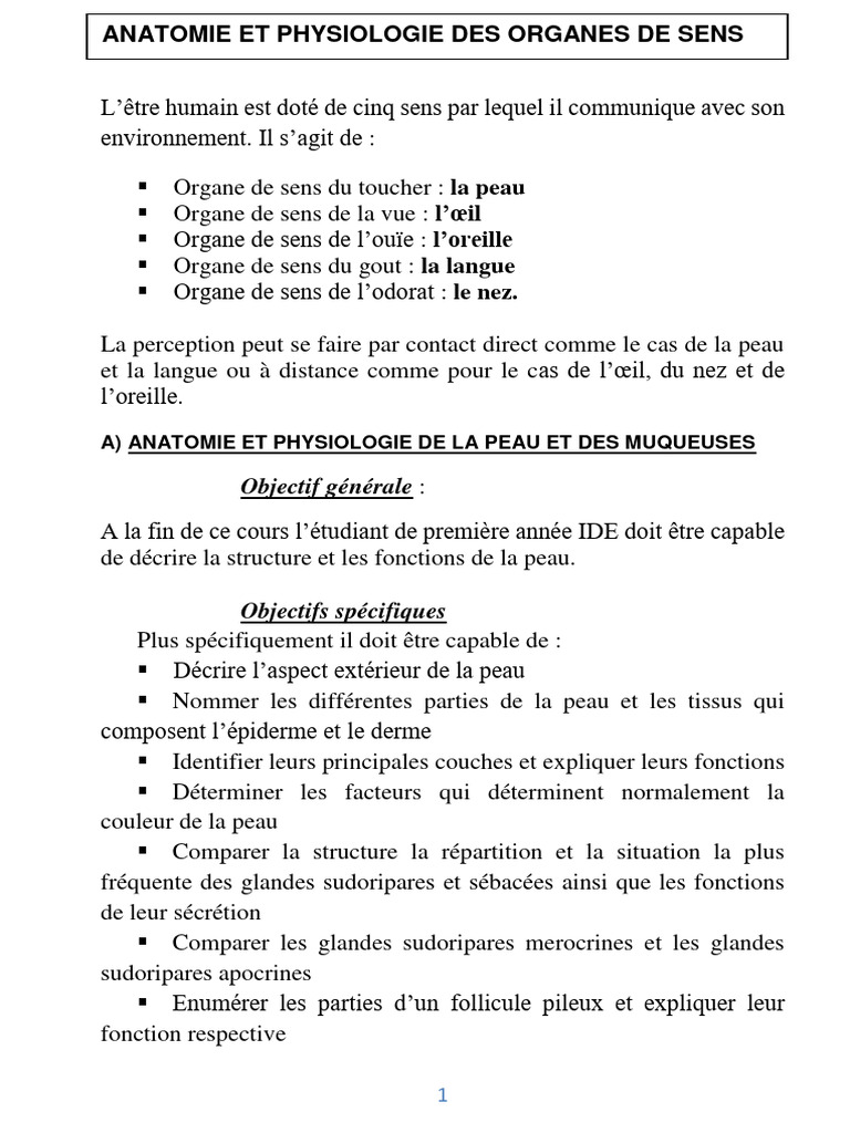 Anatomie et fonctions des organes de sens | PDF | Système vestibulaire ...