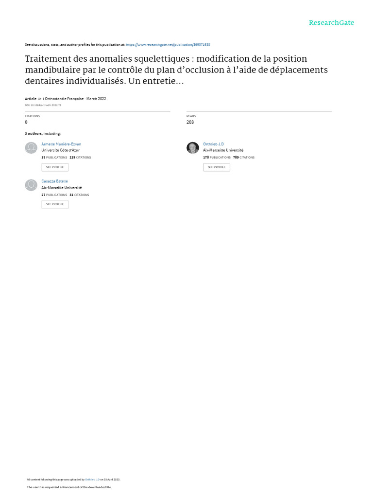 Traitement des anomalies squelettiques en orthodontie | PDF | Bouche ...