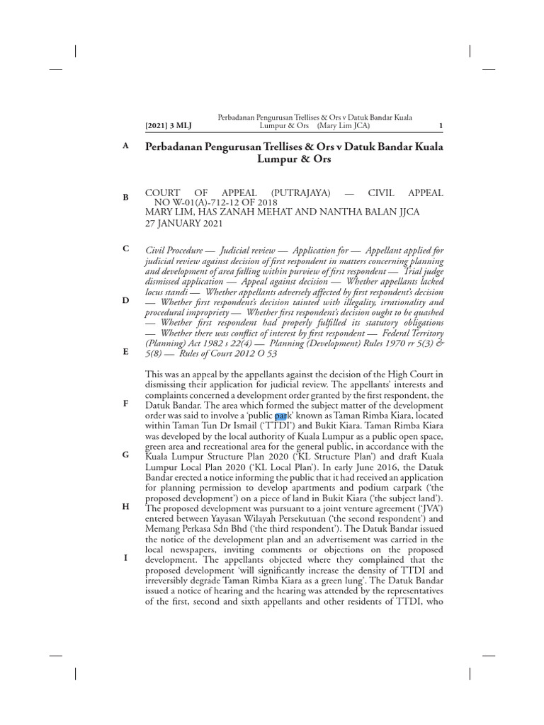 Coa perbadanan pengurusan trellises ors v datuk bandar kuala lumpur