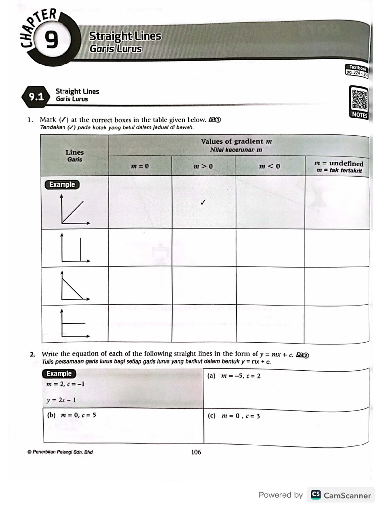 Math Form 3 Chapter 9 Straight Line | PDF