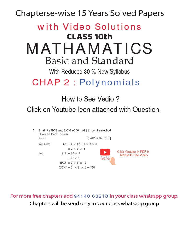 Polynomials Class Xth Pdf Polynomial Zero Of A Function