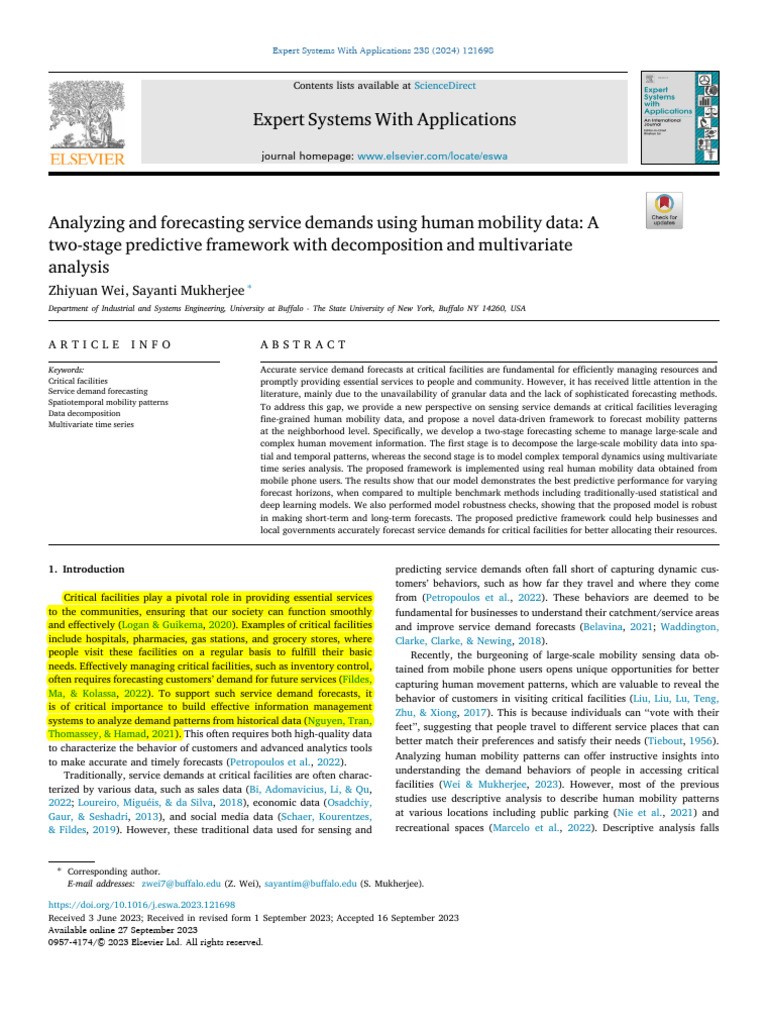 Human Mobility Data for Service Demand Forecasting | PDF | Time Series ...
