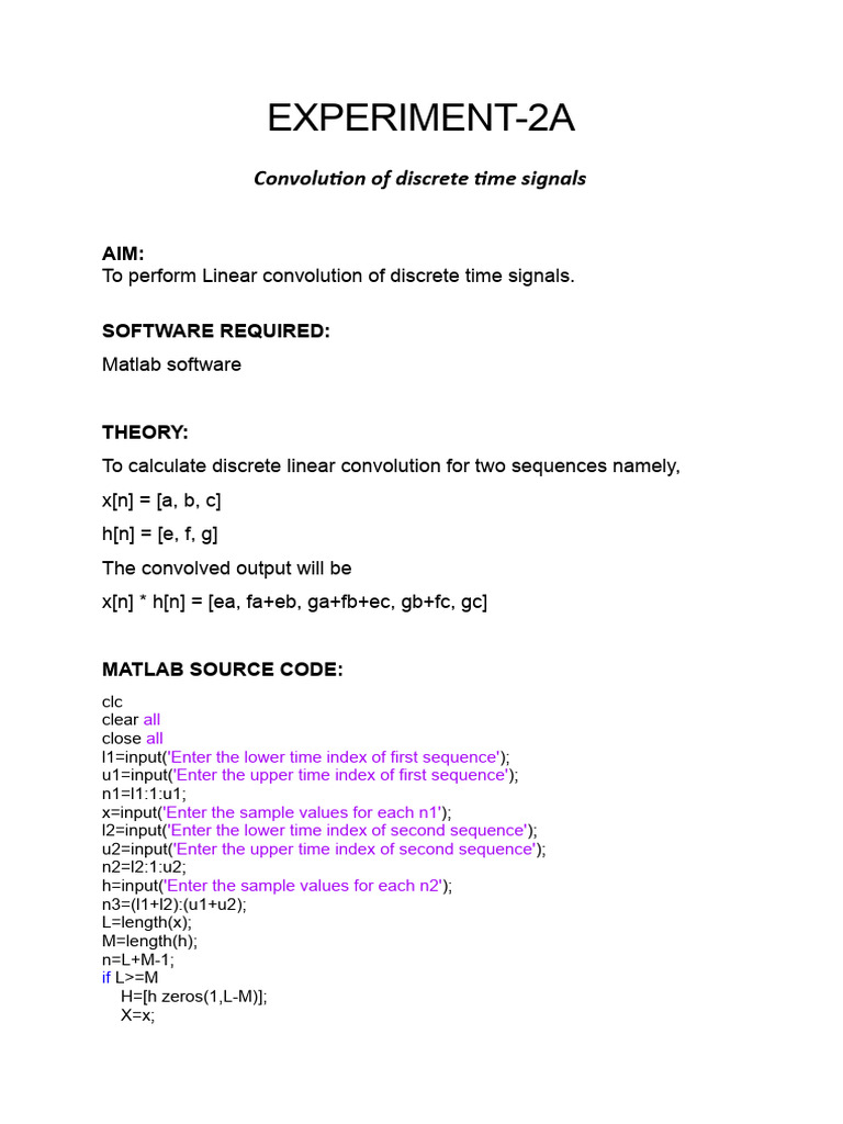 Discrete Time Signal Convolution & Correlation | PDF | Convolution ...