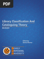 Dlis103 Library Classification and Cataloguing Theory