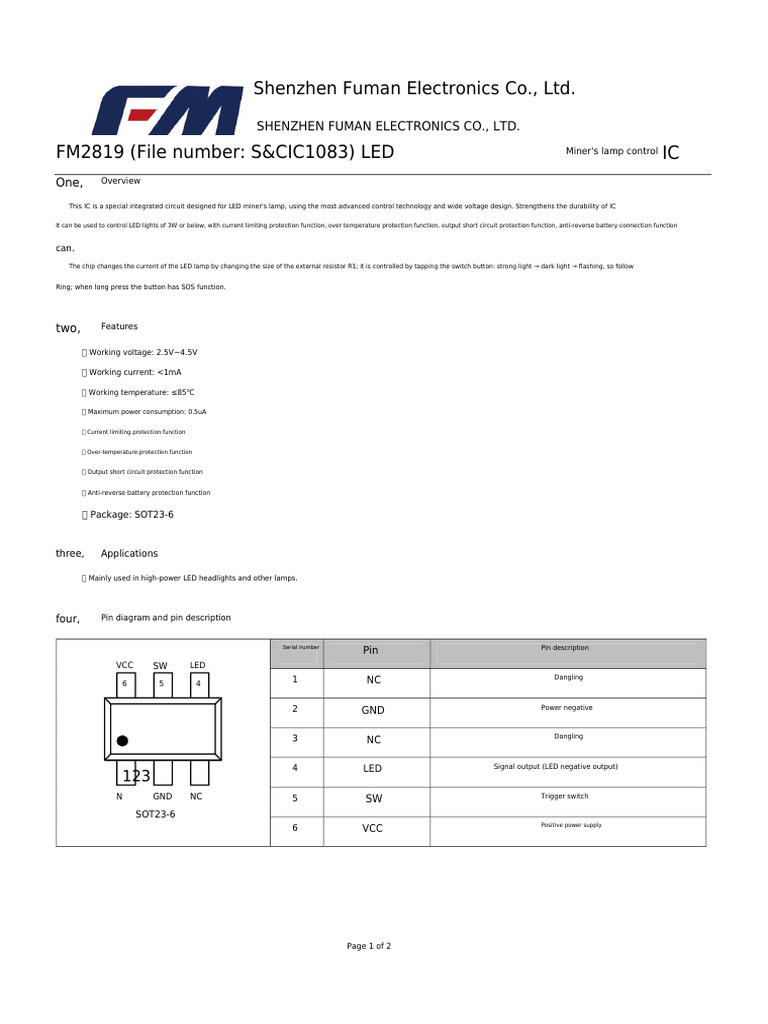 FM2819 | PDF | Electronic Circuits | Light Emitting Diode