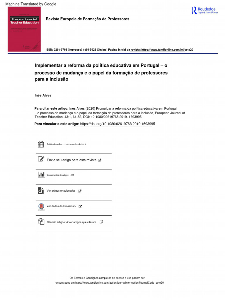 Enacting Education Policy Reform in Portugal The Process of Change and ...