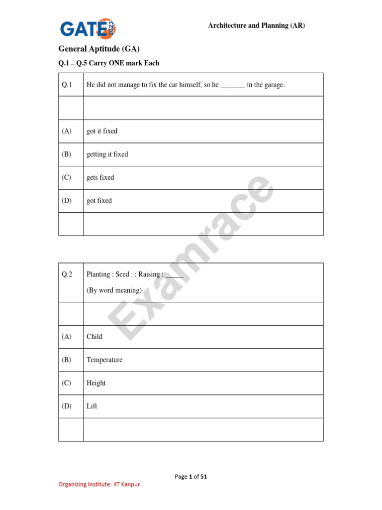 Gate Architecture Planning 2023 Pdf Area Compost