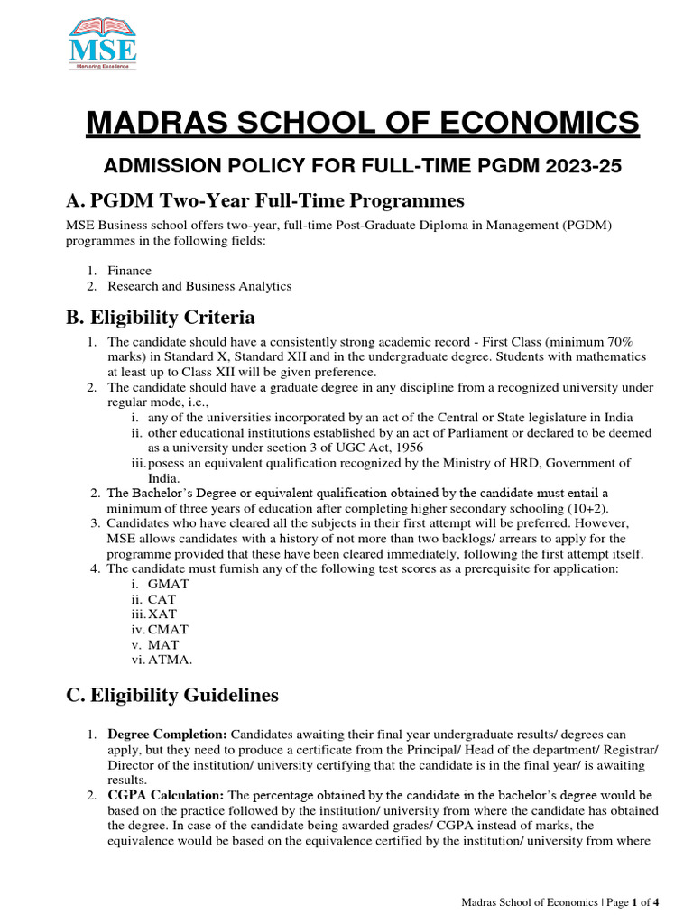 Admissions Policy 2022 - 301122 | PDF | University And College ...