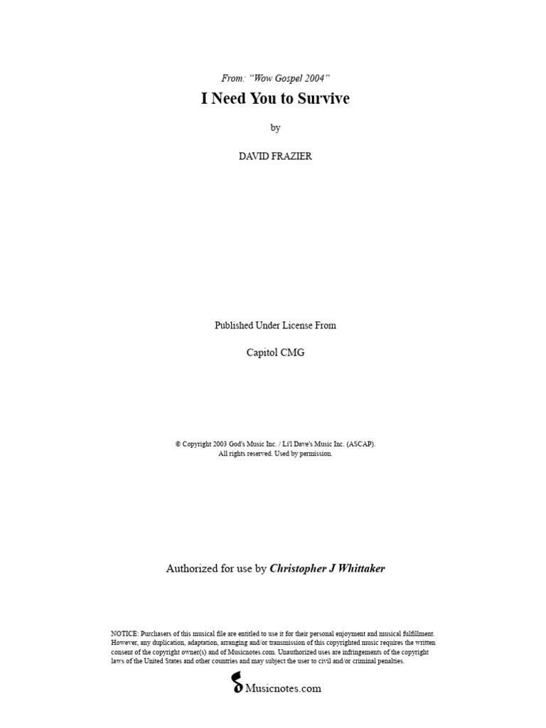 I NEED YOU TO SURVIVE LYRICS visual data 2