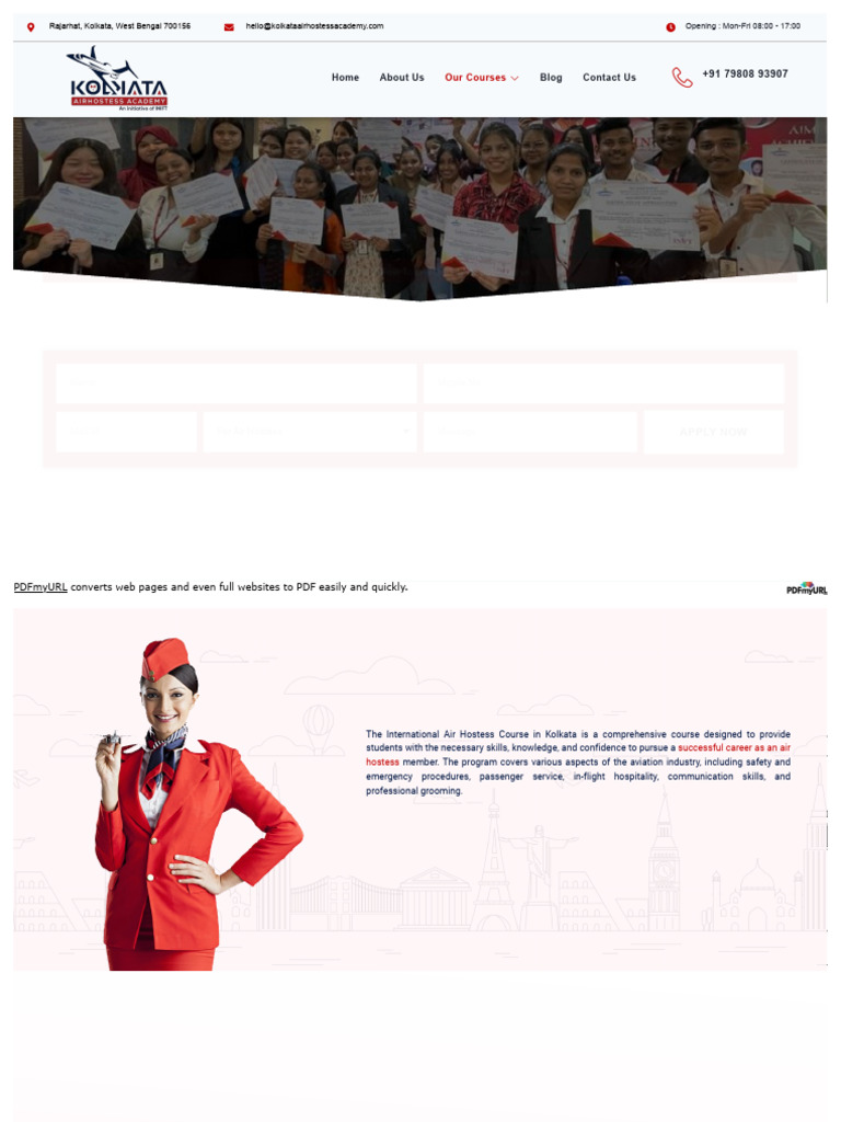 Best Institute For Air Hostess Course in Kolkata PDF Flight Attendant