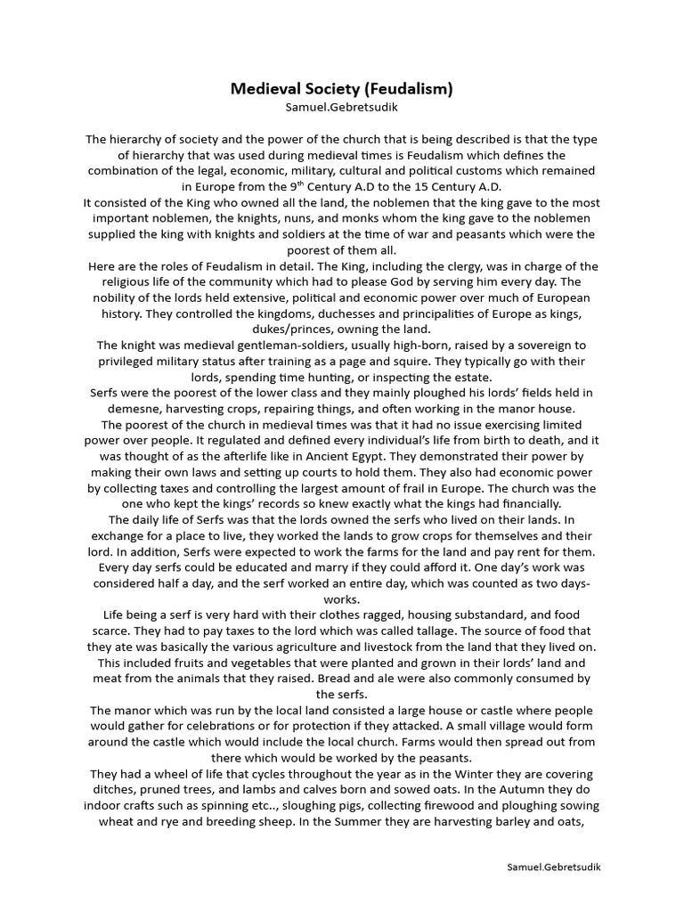 Medieval Society Pdf Nobility Middle Ages