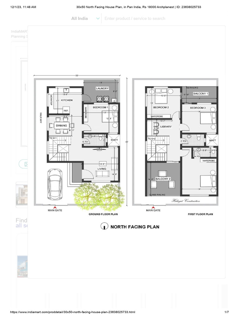 30x50 North Facing House Plan Vastu | PDF