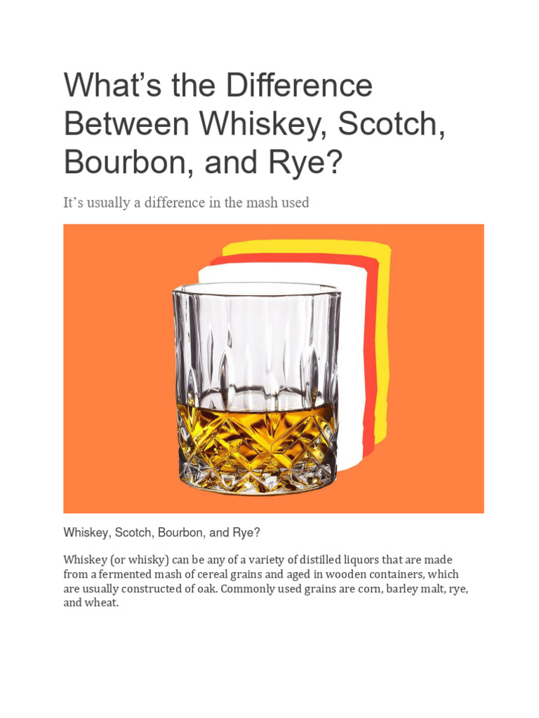Whiskey Difference Pdf Whisky Scotch Whisky