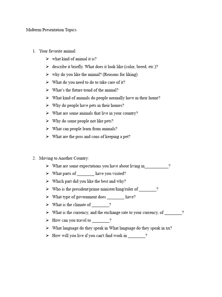 Engaging Midterm Presentation Topics | PDF | Language Arts & Discipline ...