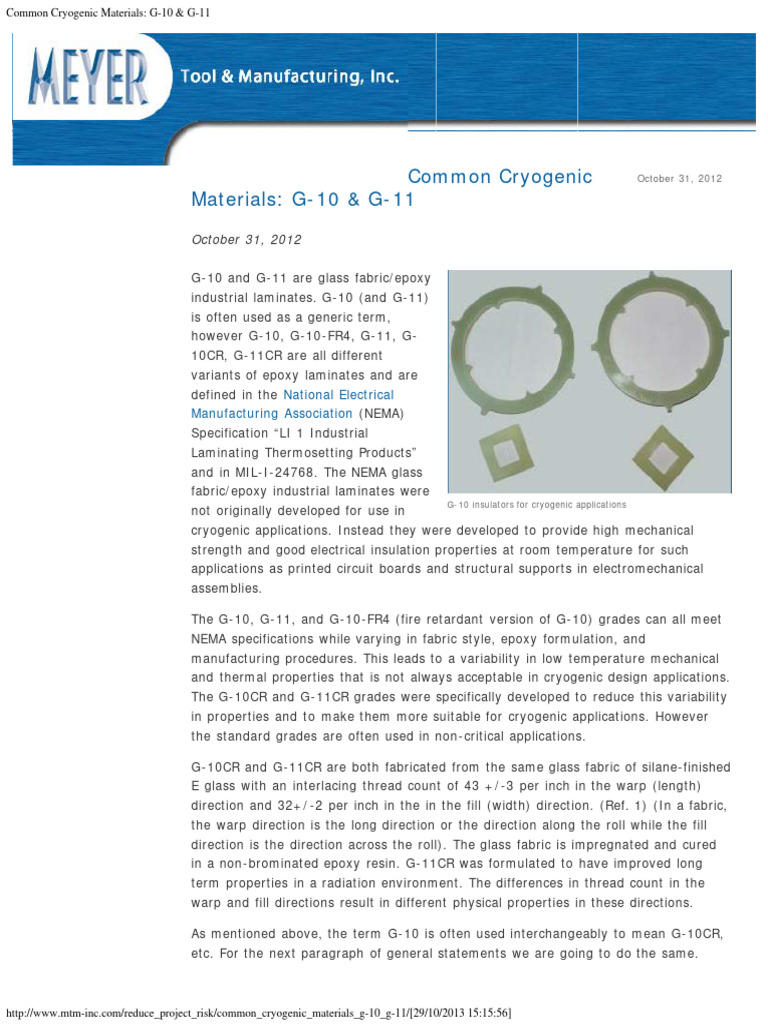 Common Cryogenic Materials G10 & G11 PDF Epoxy Cryogenics