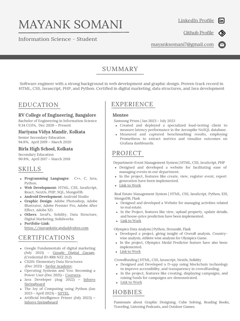 Mayank somani resume pdf java script php