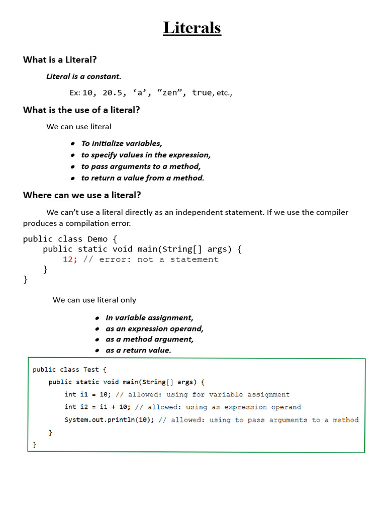 Literals | PDF | Data Type | Integer (Computer Science)