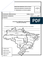 Avaliação 2º Trimestral Geografia