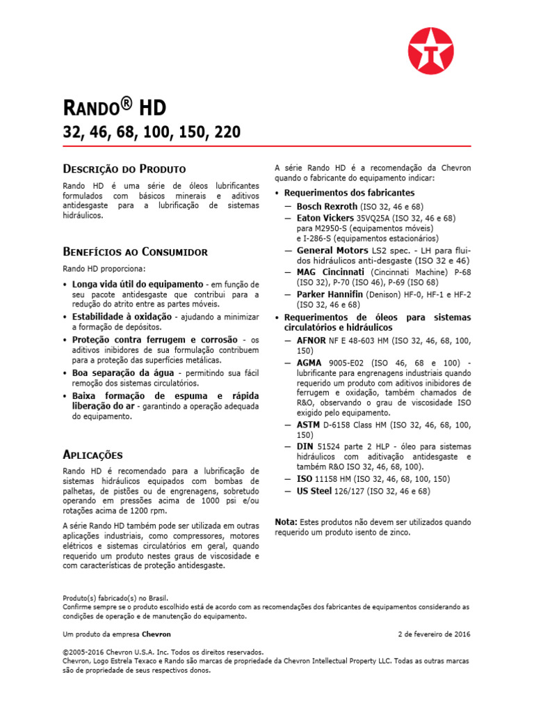 Rando hd 32 46 68 100 150 220 download gr tis pdf materiais