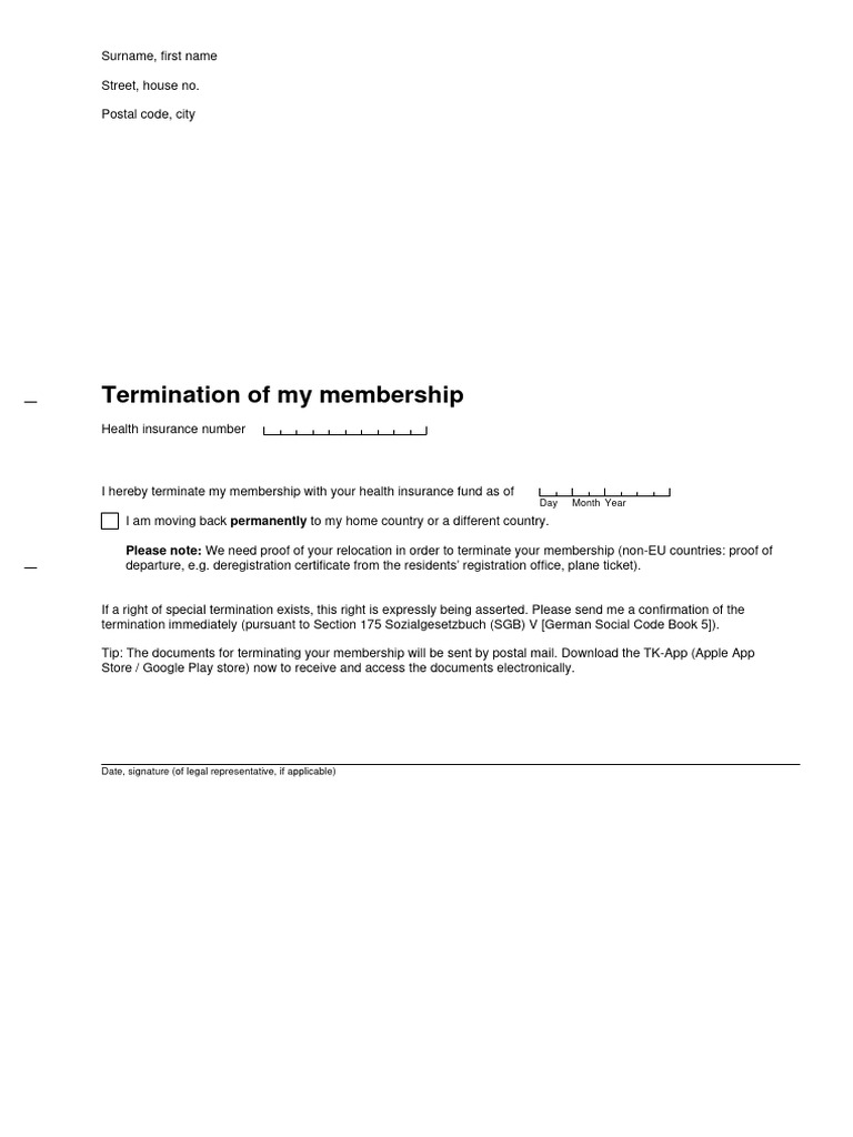 Termination of Membership Neu Data PDF