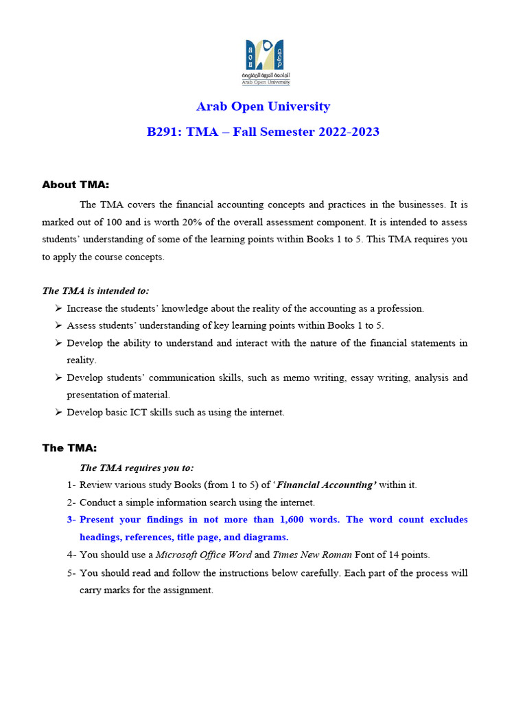 Financial Accounting TMA Overview 2022-2023 | PDF | Financial Risk ...