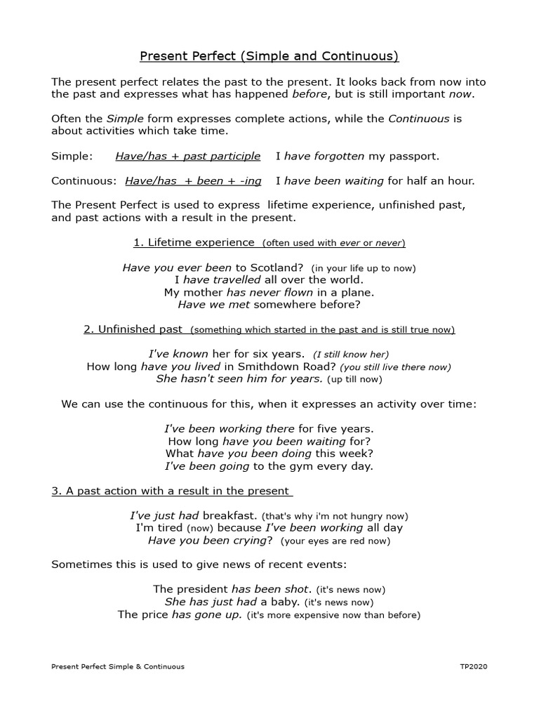 PP Present Perfect Overview Exercises 1 | PDF | Languages | Foreign ...