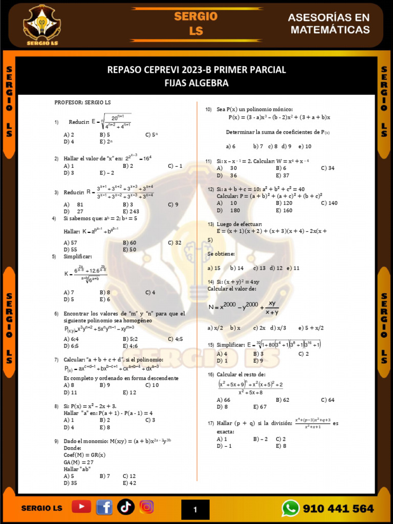 Repaso algebra 2023 b primer parcial pdf algoritmos an lisis
